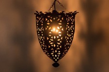 Suspension Vintage Marron Style Marocaine Lumière Lustre en Fer Orientale