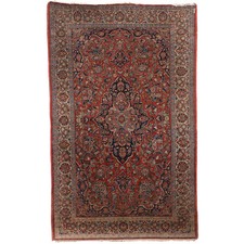 Tappeto Keshan Antico Cotone Lana Nodo Fine Iran 206 x 130 cm Originale