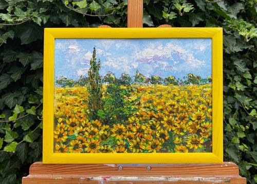 Paesaggio girasoli quadro - girasoli,