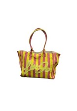 Borsa mare Liu Jo shopping a righe con logo VA5208 T6948 lime/flamingo