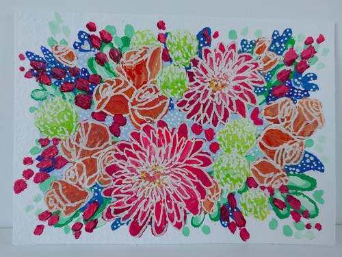 Quadro astratto fiori colorati