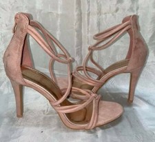 Scarpe donna 40 Decolletè Sandali Rosa Cipria Tacco Alto Cerniera Posteriore