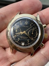 Sekonda Chronograph Poljot Cal 3133 Original Gilt Dial Not Working For Parts