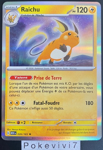 Carte pokemon raichu 026 165 - carte, 026/165