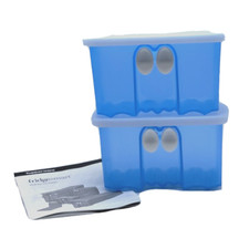 Tupperware Fridgesmart Mini 1 1/2 tazza contenitore ventilato blu set di 2 #4735 NOS