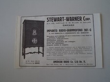 advertising Pubblicità 1929 RADIO GRAMMOFONO STEWART WARNER CORP. MOD. 961 G