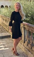 ZARA Vestito Abito Midi Blu notte con Cintura e Spacchetti tg.M