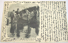 1900 Lega Navale Spezia RETE A SECCO RACCOLTA PESCA cartolina illustrata IV-13