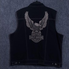 Harley Davidson gilet originale moto uomo 2XL nero verticale aquila denim