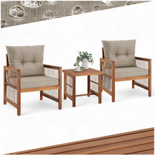 ® Set Salottino Da Esterno, 2 Poltrona Relax E Tavolino Da Balcone in Legno Acac