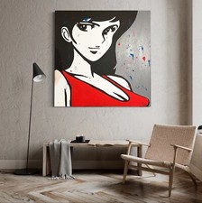 Quadro Margot Lupin  Art Dipinto A Mano Su Tela 110x110cm