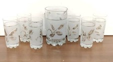 Servizio Da 6  Bicchieri+ Caraffa Cerve Glass Covetro Gold Vintage Made in Italy