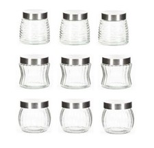 Set 2 Barattoli da Cucina in Vetro Sale Zucchero Caffè 3 Modelli