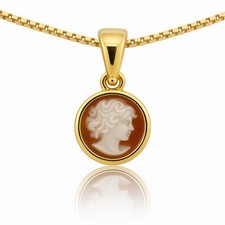 Catenina argento925 Ciondolo tondo cammeo volto donna gioiello donna artigianale