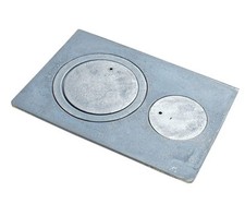 PIASTRA IN GHISA PER FORNO 2 FORI SPARTITI CUCINA GHISA GRIGIA 40x27 CAST IRO...