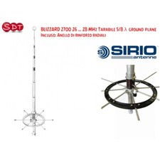 SIRIO BLIZZARD 2700 ANTENNA 26 ... 28 MHz TARABILE 5/8 λ GROUND PLANE CON ANELLO