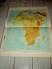 ANTICA CARTINA GEOGRAFICA TOURING CLUB ITALIANO STAMPATA NEL 1962 AFRICA FISICA