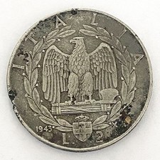 HN Regno d'Italia Vittorio Emanuele III 1943 Lire 2 Ni BB Rara Gig#124 r331