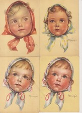 N336-MARIAPIA-LOTTO DI 4 FACCIOTTE DI BIMBE/BIMBI-