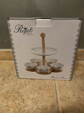 Alzatina In Legno E Ceramica Bianca