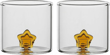 - Set 2 Bicchierini Con Stella - Vetro - Collezione Bomboniera - Ø 6 Cm - 6.2 Cm
