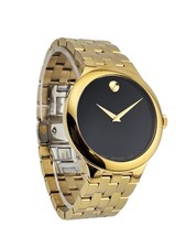 Orologio Uomo Movado Veturi 0607417 Quadrante Nero Acciaio Inox Oro
