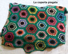 Coperta matrimoniale lavorata a mano all'uncinetto degli anni 60-70