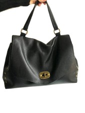 Borsa Postino Vera Pelle Mano Tracolla Bauletto Nera