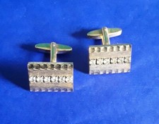 Gemelli vintage , metallo color oro e strass,effetto diamantato