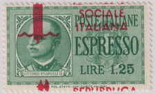 1944 RSI ESPRESSO 1.25  TIR. MILANO POS.4 CON DECALCO  +  SOPRAS. A CAVALLO