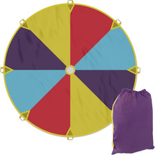 Ø 240 Cm Gioco Paracadute Arcobaleno, 8 Maniglie, Telo Ludico per Bambini, Gioca