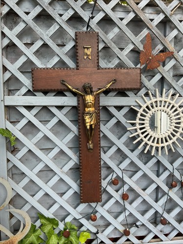 Antique large wooden - wooden, crucifix