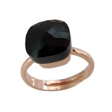 Anello Solitario da Donna in Argento 925 Rosa con Pietra Onice Misura Regolabile