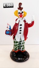 PAGLIACCIO CLOWN CON CONIGLIETTO IN VETRO DI MURANO GLASS H. 30 cm.
