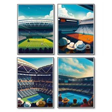 Poster Tennis Grande Slam, Wimbledon, US Open, Roland-Garros, Australian Open