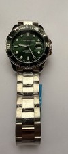 Orologio Uomo Stile Submariner Quadrante Verde Lunetta Acciaio Data Automatico 41mm