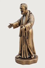 Statua di Padre Pio  accogliente 60 cm, resina, effetto bronzato, Made in Italy