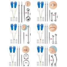 Kit Piercing Corpo Acciaio Chirurgico Filettato Conico Pin Aghi Labbra Naso Lingua Strumento