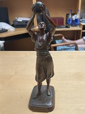FRANCESE,PARIGI FONDERIA STATUINA BRONZO DI ARABO BERE,DA DEBUTTO.FIRMATO.H 15-1/4".