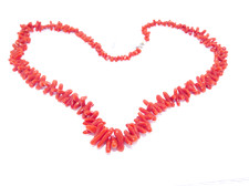 Collana Frangia Corallo in Pietra Naturale di Argento Sterling 925 Corallo Rosso Mare con