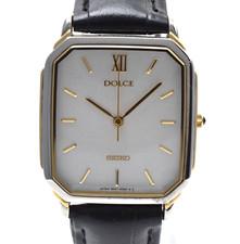 [EXC+5] Orologio Uomo Vintage SEIKO Dolce 8N41-5170 Quadrante Bianco Quadrato Quarzo GIAPPONE