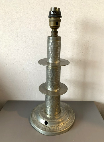 Vintage pewter tall table lamp - tall,