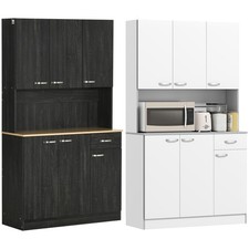 HOMCOM Credenza Alta da Cucina con Cassetti e Armadietti in Legno