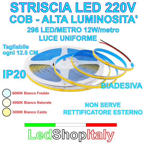 Striscia led 220v - 220v, cob