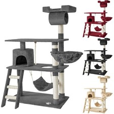 Tiragraffi Per Gatti 141 cm Sisal Peluche Albero Gatto Gioco Palestra Con Amaca