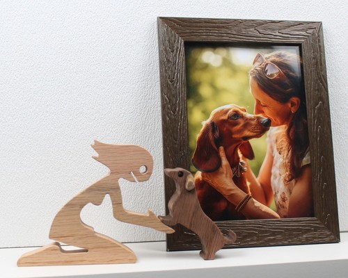 Statuina cane ragazza - , e