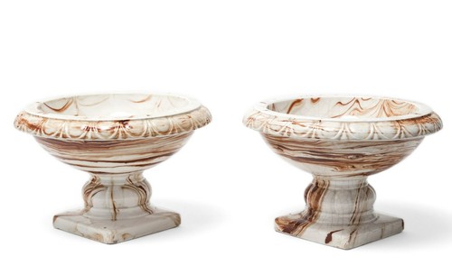 Pair antique marble glazed - pair,