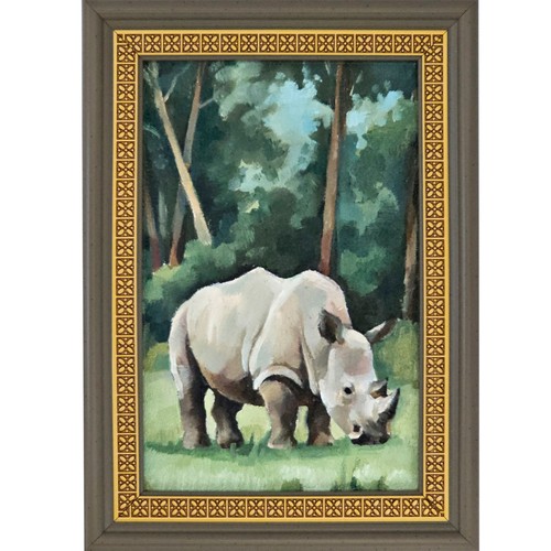Quadro olio rinoceronte bianco