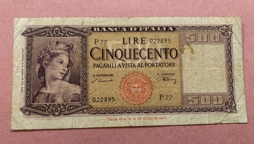 Banconota 500 lire ornata - ornata, di
