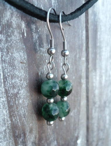 Orecchini agata verde - in,